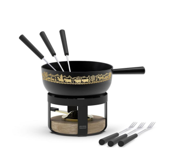 Stöckli | Käsefondue-Set Pilatus 8 Teile, Schwarz